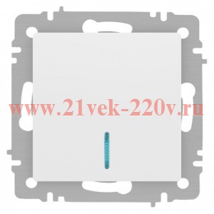 Выключатель Intro Accent 6-102-01М с подсветкой, 10А-250В, IP20, СУ, AL/CU, белый матовый