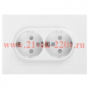 Розетка Intro Accent 6-208-01 , 2X2P+E Schuko со шторками, 16А-250В, IP20, СУ, AL/CU, белый