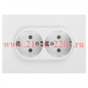 Розетка Intro Accent 6-205-01 2X2P+E Schuko, 16А-250В, IP20, СУ, AL/CU, белый