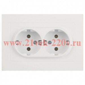 Розетка Intro Accent 6-205-01М 2X2P+E Schuko, 16А-250В, IP20, СУ, AL/CU, белый матовый