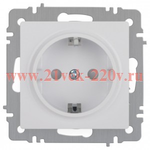 Розетка Intro Accent 6-206-01 2P+E Schuko со шторками, 16А-250В, IP20, СУ, AL/CU, белый