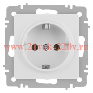 Розетка Intro Accent 6-202-01М 2P+E Schuko 16А-250В IP20 СУ AL/CU белый матовый