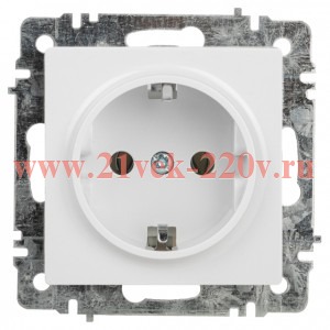 Розетка Intro Accent 6-202-01 2P+E Schuko, 16А-250В, IP20, СУ, AL/CU, белый