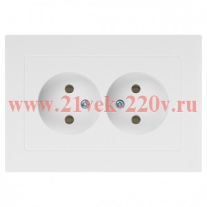 Розетка Intro Accent 6-204-01 2х2P, 16А-250В, IP20, СУ, AL/CU, белый