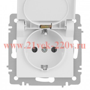 Розетка Intro Accent 6-203-01М 2P+E Schuko с крышкой 16А-250В IP20 СУ AL/CU белый матовый