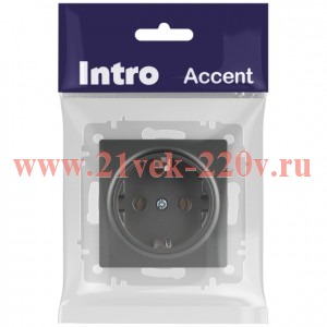 Розетка Intro Accent 6-202-07 2P+E Schuko 16А-250В IP20 СУ AL/CU графит