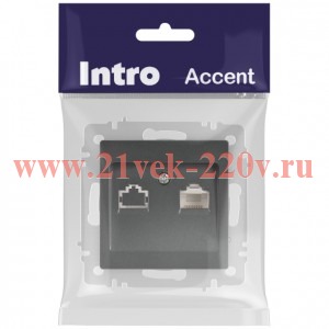 Розетка Intro Accent 6-303-07 информационная RJ45, IP20, СУ, графит