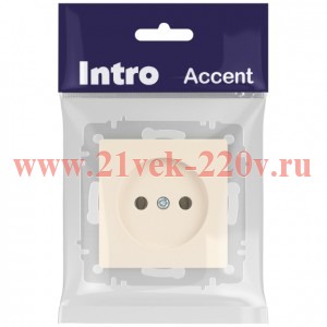 Розетка Intro Accent 6-201-02 2P 16А-250В IP20 СУ AL/CU слоновая кость