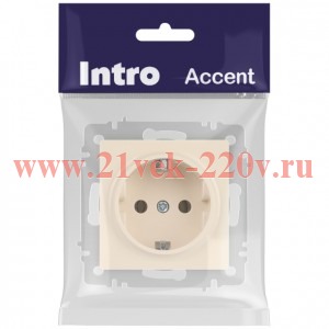 Розетка Intro Accent 6-202-02 2P+E Schuko 16А-250В IP20 СУ AL/CU слоновая кость