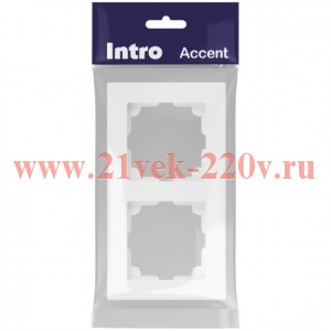 Рамка для розеток и выключателей Intro Accent 6-502-01М на 2 поста, СУ, белый матовый