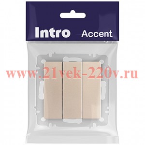 Выключатель Intro Accent 6-106-04 тройной, 10А-250В, IP20, СУ, AL/CU, шампань