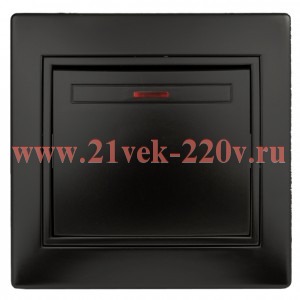Выключатель Intro Plano 1-102-05 одноклавишный с подсветкой, 10А-250В, IP20, СУ, антрацит