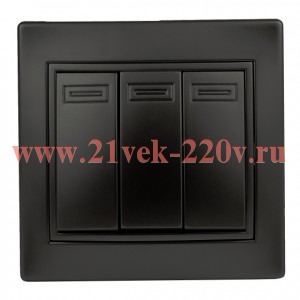 Выключатель Intro Plano 1-106-05 тройной, 10А-250В, IP20, СУ, антрацит