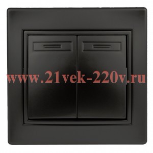 Переключатель Intro Plano 1-107-05 двухклавишный, 10А-250В, IP20, СУ, антрацит