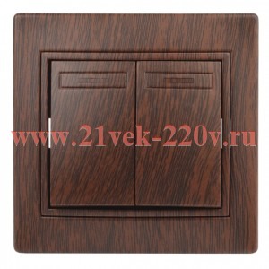 Выключатель Intro Plano 1-104-10 двухклавишный, 10А-250В, IP20, СУ, венге