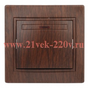 Выключатель Intro Plano 1-102-10 одноклавишный с подсветкой, 10А-250В, IP20, СУ, венге