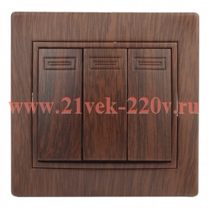 Выключатель Intro Plano 1-106-10 тройной, 10А-250В, IP20, СУ, венге