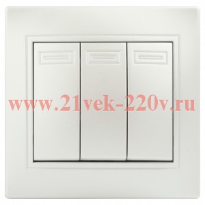 Выключатель Intro Plano 1-106-06 тройной, 10А-250В, IP20, СУ, перламутр