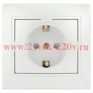 Розетка Intro Plano 1-206-06 с заземлением 2P+E Schuko со шторками, 16А-250В, IP20, СУ, перламутр