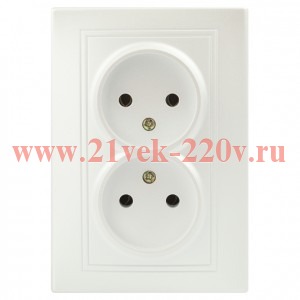 Розетка Intro Plano 1-204-06 без заземления двойная 2х2P, 16А-250В, IP20, СУ, перламутр