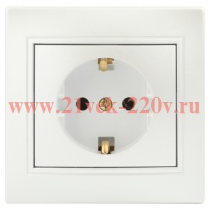 Розетка Intro Plano 1-202-06 с заземлением 2P+E Schuko, 16А-250В, IP20, СУ, перламутр
