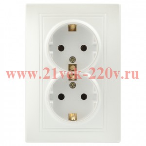 Розетка Intro Plano 1-205-06 с заземлением двойная 2X2P+E Schuko, 16А-250В, IP20, СУ, перламутр