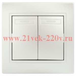 Переключатель Intro Plano 1-107-06 двухклавишный, 10А-250В, IP20, СУ, перламутр
