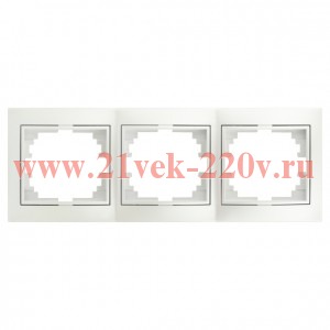 Рамка для розеток и выключателей Intro Plano 1-503-06 на 3 поста горизонтальная, СУ, перламутр