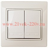 Выключатель Intro Plano 1-104-02 двухклавишный, 10А-250В, IP20, СУ, слоновая кость
