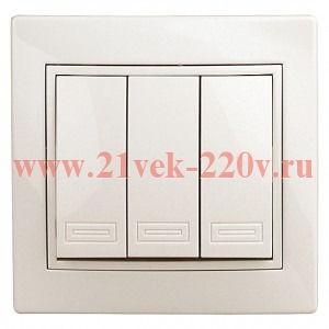 Выключатель Intro Plano 1-106-02 тройной, 10А-250В, IP20, СУ, слоновая кость