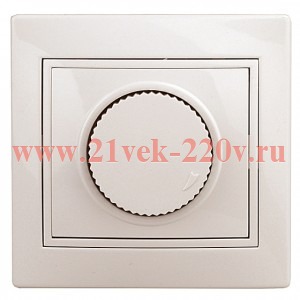 Светорегулятор Intro Plano 1-401-02 (диммер) поворотный, 600Вт 230В, IP20, СУ, Plano, слоновая кость