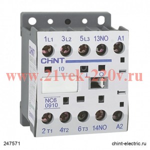 Контактор NC6-0910 9А 230В 50Гц 1НО (R) CHINT 247571