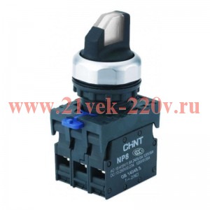 Переключатель с подсветкой NP8-10XD/221 2 полож. самовозв. AC110-230В(LED) 1НО IP65 (R) бел. CHINT 6
