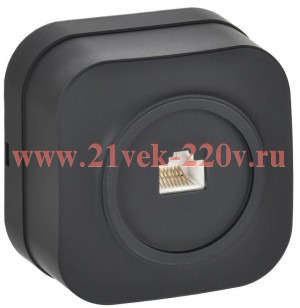 Розетка компьютерная ИЭК GLORY открытой установки RJ45 5E РК10-ХЧм черный матовый EKH10-K02M