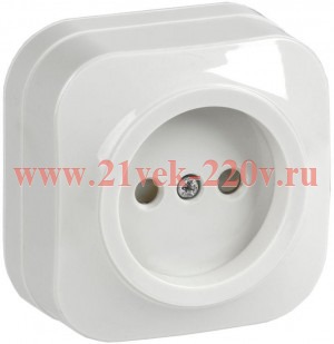 Розетка 1-ая без заземления со шторками открытой установки 10А РСш20-2-ХБ GLORY IEK белый ERH13-K01-10