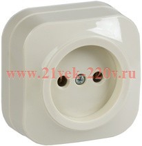 Розетка 1-ая без заземления открытой установки 10А РС20-2-ХК GLORY IEK кремовый ERH10-K33-10