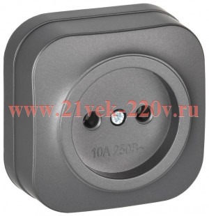 Розетка ОП GLORY РС20-2-ХСм 10А без заземл. без защ. шторок сталь матов. IEK ERH10-K46M-10