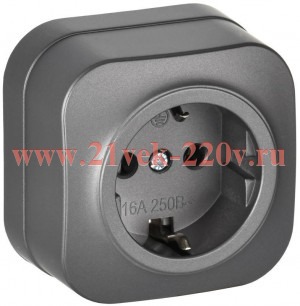 Розетка ОП GLORY РС20-3-ХСм 16А с заземл. без защ. шторок сталь матов. IEK ERH11-K46M-16