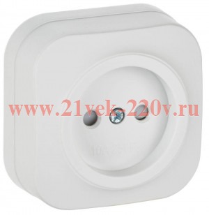 Розетка 1-ая без заземления со шторками открытой установки 10А РСш20-2-ХБм GLORY IEK белый матовый ERH13-K01M-10