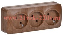 Розетка 3-ая без заземления открытой установки 10А РС23-2-ХД GLORY IEK дуб ERH30-K24-10