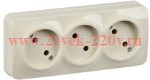 Розетка 3-ая без заземления открытой установки 10А РС23-2-ХК GLORY IEK кремовый ERH30-K33-10