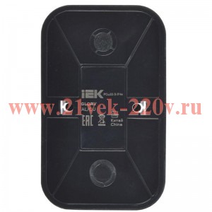 Розетка 2-ая ИЭК GLORY с заземлением и шторками открытой установки 16А РСш22-3-ХЧм черный матовый ERH24-K02M-16