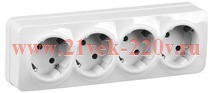Розетка 4-ая с заземлением без шторок открытой установки 16А РС24-3-ХБ GLORY IEK белый ERH41-K01-16