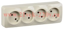 Розетка 4-ая без заземления открытой установки 10А РС24-2-ХК GLORY IEK кремовый ERH40-K33-10