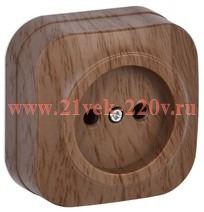 Розетка 1-ая без заземления открытой установки 10А РС20-2-ХД GLORY IEK дуб ERH10-K24-10