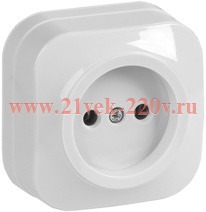Розетка 1-ая без заземления открытой установки 10А РС20-2-ХБ GLORY IEK белый ERH10-K01-10