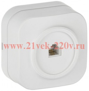 Розетка телефонная открытой установки RJ11 РТ20-ХБм GLORY IEK белый матовый ETH10-K01M
