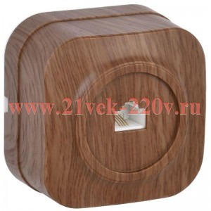 Розетка телефонная открытой установки RJ11 РТ20-ХД GLORY IEK дуб ETH10-K24