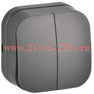 Выключатель 2-кл. ОП GLORY 10А ВС20-2-0-ХСм сталь матов. IEK EVH20-K46M-10