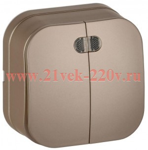 Выключатель 2-кл. ОП GLORY 10А ВС20-2-1-ХШм с индикацией шампань матов. IEK EVH21-K37M-10